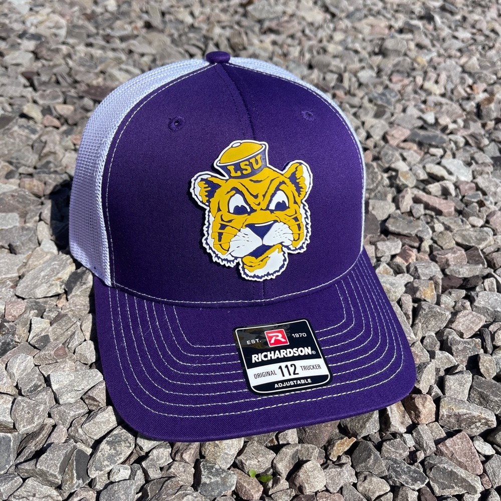 LSU Sailor Mike Classic 3D Snapback Trucker Hat- Purple/ White - Picture 2 of 3